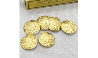 6 boutons / 22MM / Métal doré "Ailes"