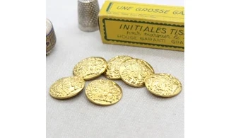 6 boutons / 22MM / Métal doré "Ailes"