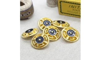6 boutons / 20MM / Métal doré et noir