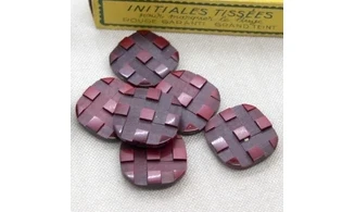6 boutons / 23MM / Rouge "Carreaux"