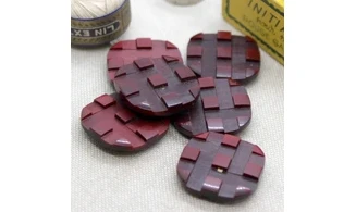 6 boutons / 23MM / Rouge "Carreaux"