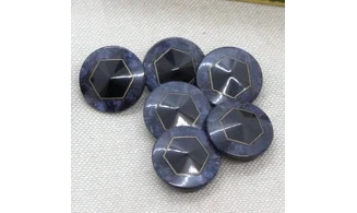 6 boutons / 18MM / Bleu "Hexagone noir"