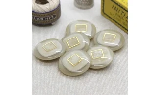 6 boutons / 22MM / Ivoire "Carré"