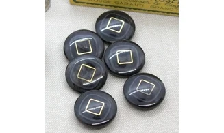 6 boutons / 22MM / Noir "Carré"
