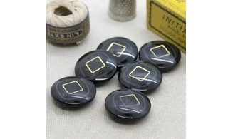 6 boutons / 22MM / Noir "Carré"