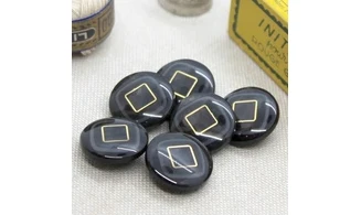 6 boutons / 18MM / Noir "Carré"