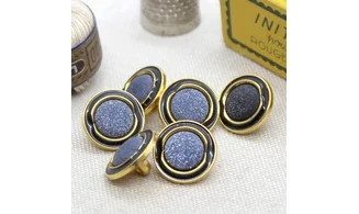 6 boutons / 15MM / Bleu et Or