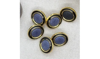 6 boutons / 15MM / Bleu et Or