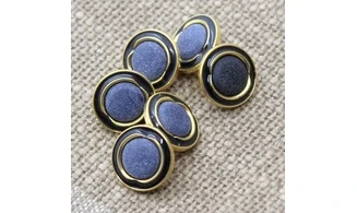 6 boutons / 15MM / Bleu et Or