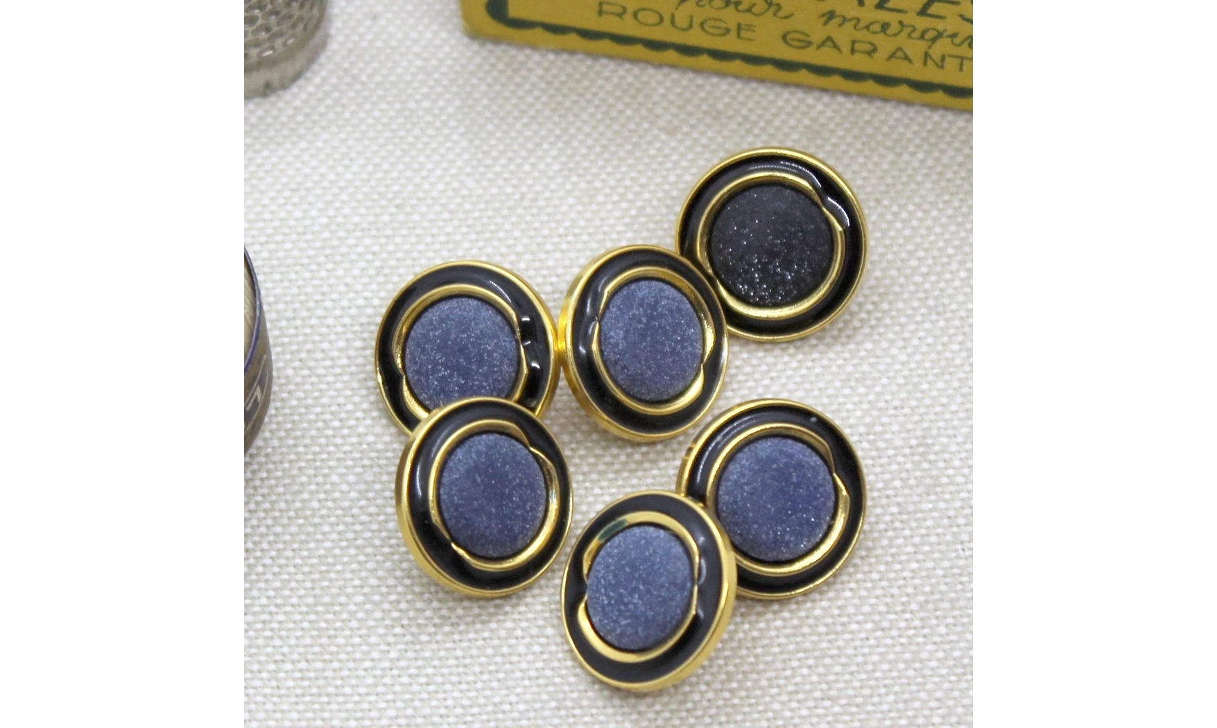 6 boutons / 15MM / Bleu et Or