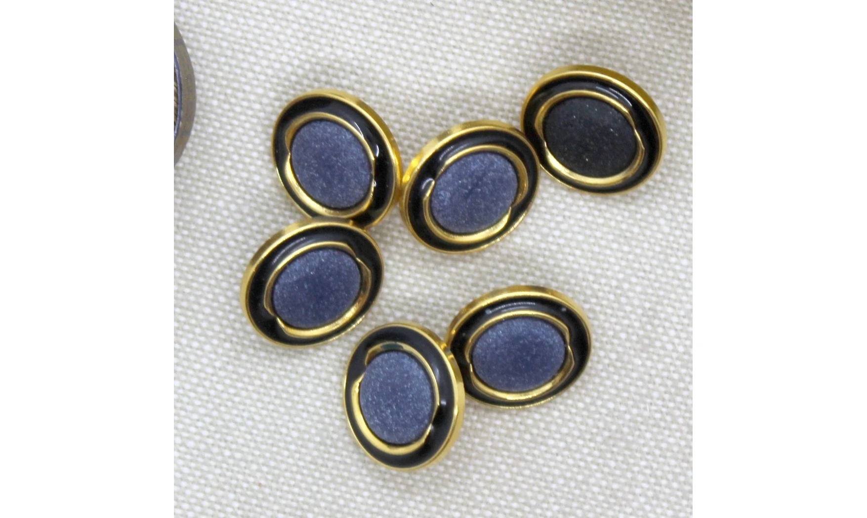 6 boutons / 15MM / Bleu et Or