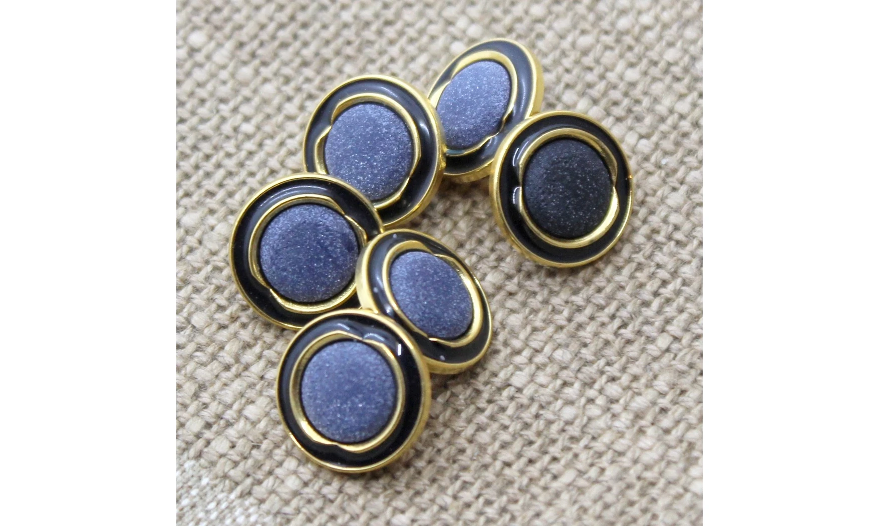 6 boutons / 15MM / Bleu et Or