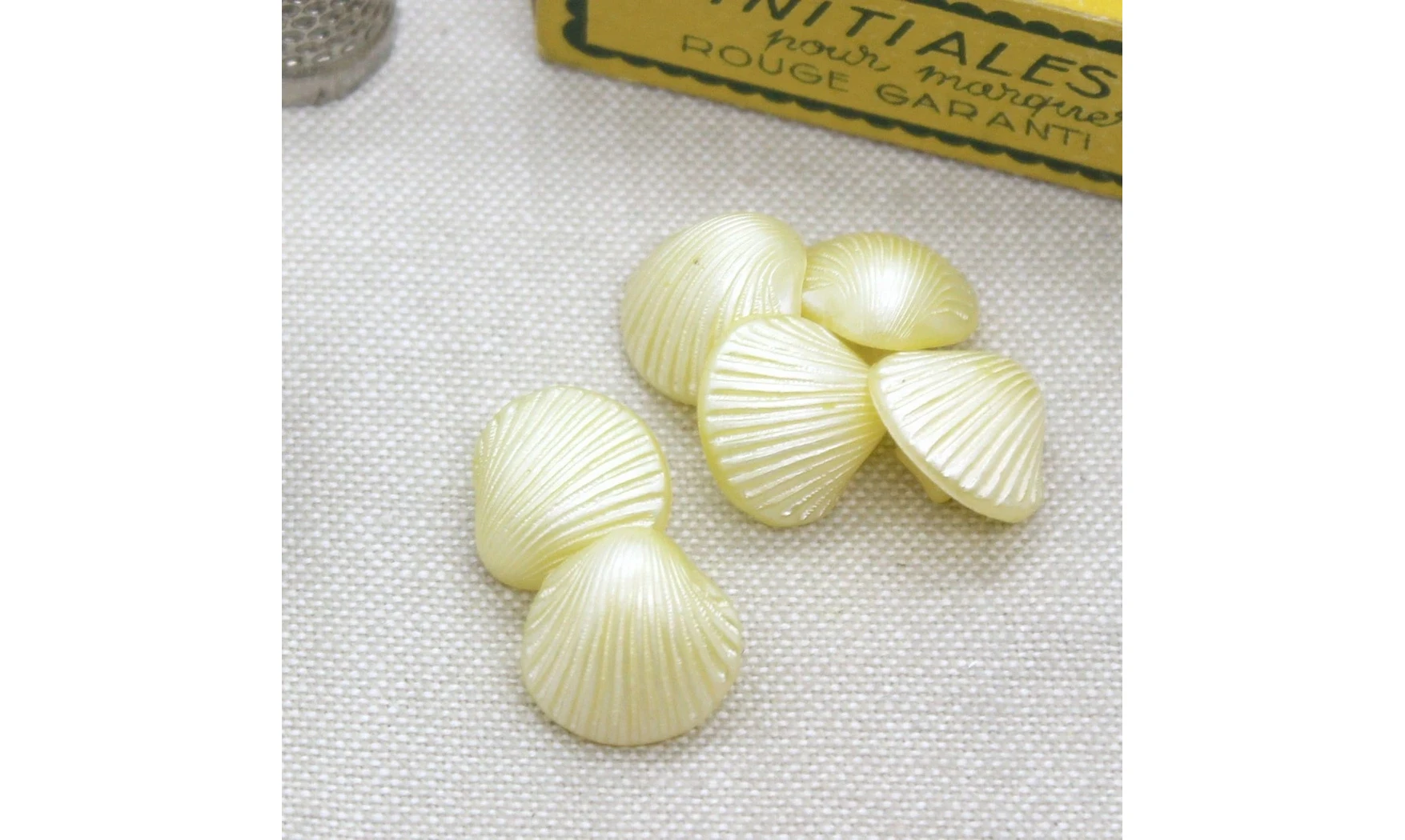 6 boutons / 15MM / Coquillage jaune nacr