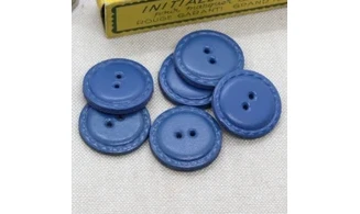 6 boutons / 25MM / Bleu "Cuir"