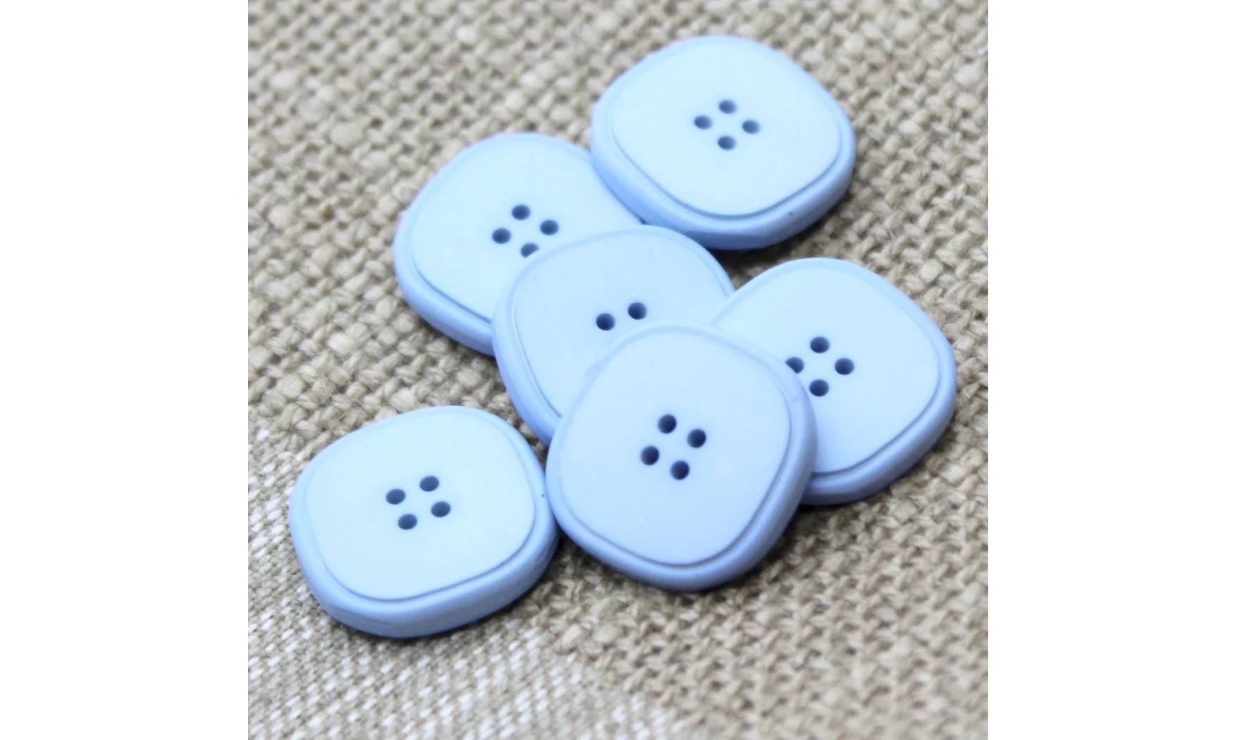 6 boutons / 17MM / Bleu "carré"
