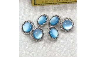 6 boutons / 15MM / Bleu "Fleur"