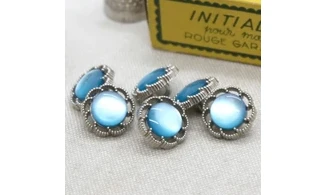 6 boutons / 15MM / Bleu "Fleur"