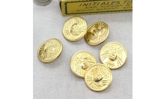 6 boutons / 20MM / Métal doré "Drapeau"