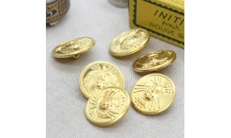 6 boutons / 20MM / Métal doré "Drapeau"