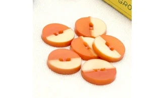 6 Boutons / 18MM / Orange et beige