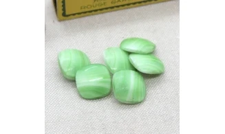 6 Boutons / 16MM / Verre Carré vert