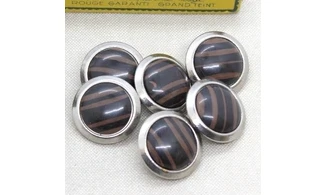 6 boutons / 26MM / Métal cabochon"Zebre"