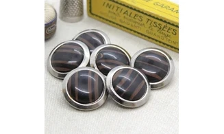 6 boutons / 26MM / Métal cabochon"Zebre"