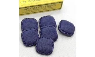 6 boutons / 27MM / Bleu "Coussin carré"
