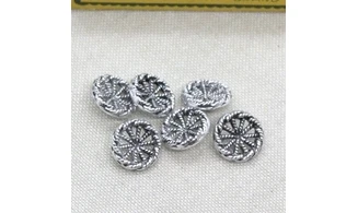 6 boutons / 14MM / Argenté "Corde"