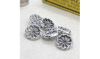 6 boutons / 14MM / Argenté "Corde"
