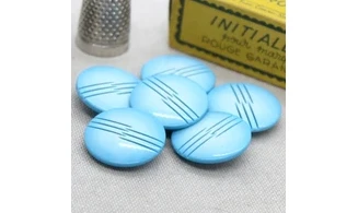 6 boutons / 22MM / Bleu strié