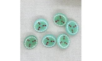 6 boutons / 14MM / Verre vert "Cerises"